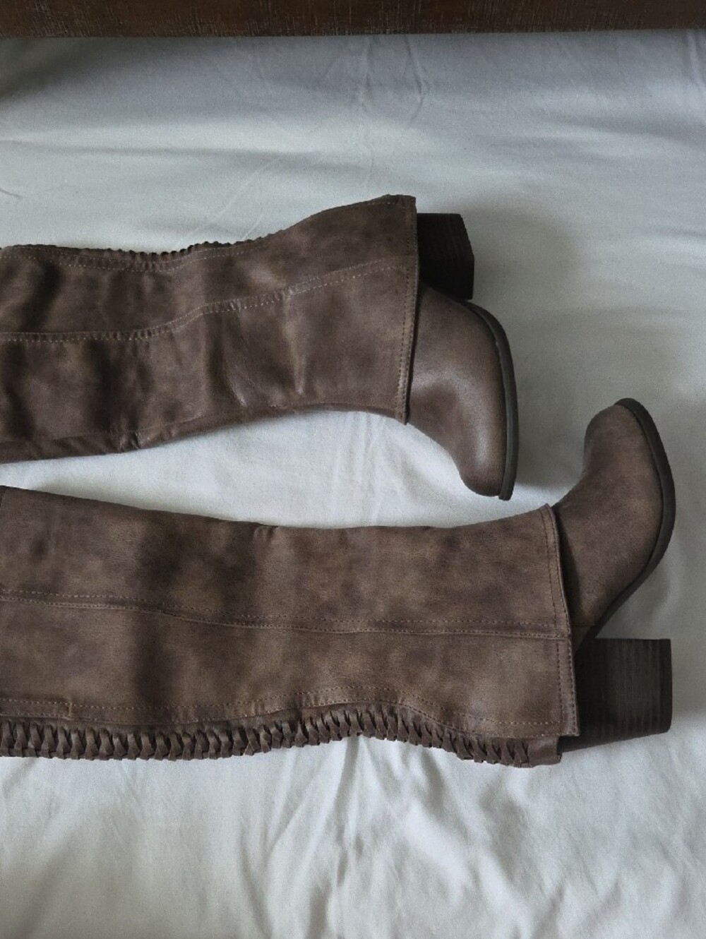 Fergalicious Tall Back-Braided Knee Boots - Brown Taupe - Picture 10 of 12